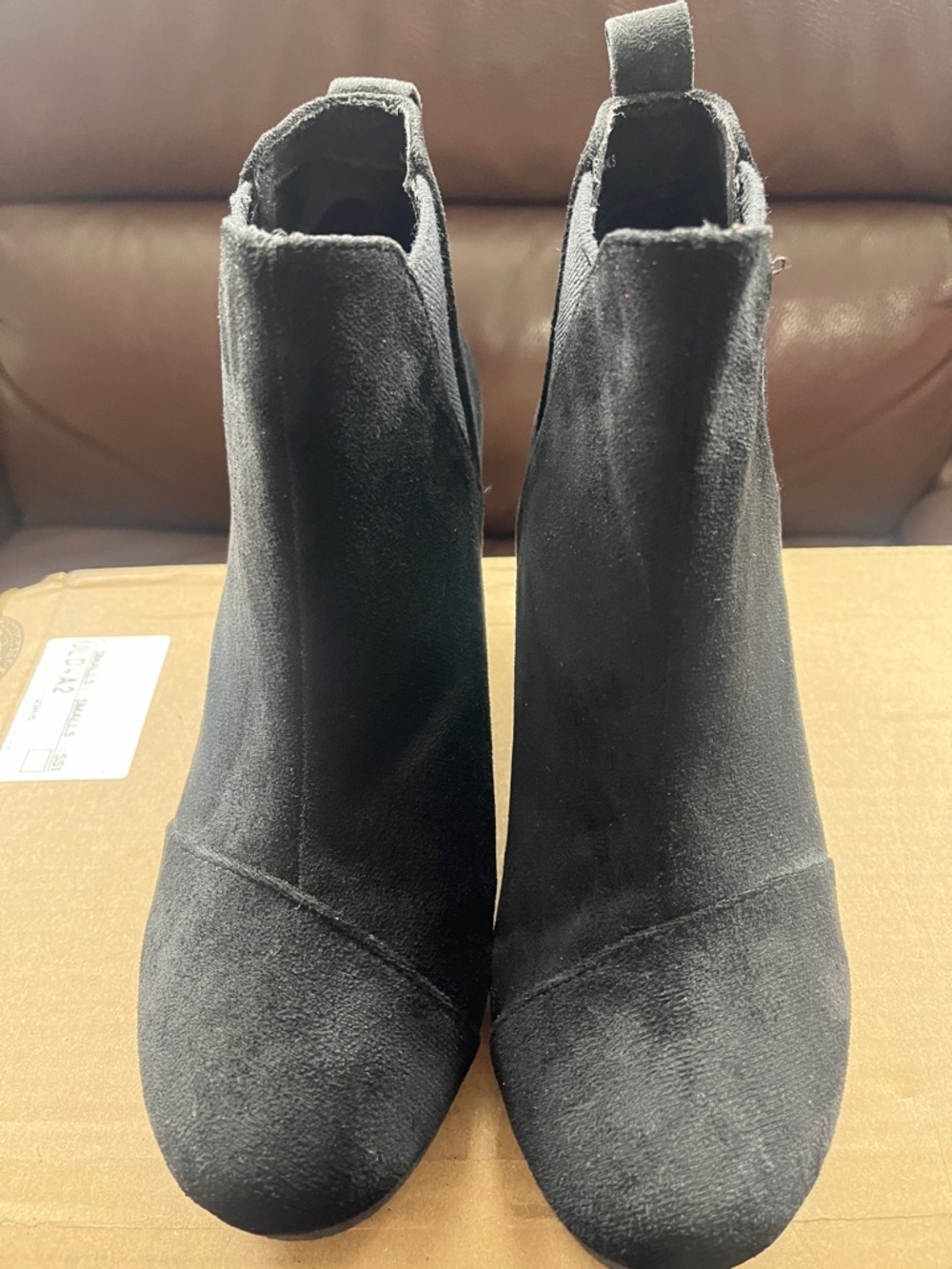 Black Suede Chelsea Ankle Boots - Women's Slip-On Booties